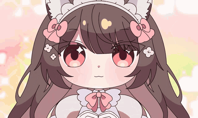 a drawing of a girl with a cat ear and flowers on her head
