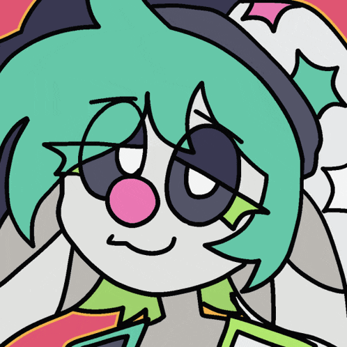 a cartoon drawing of a clown with green hair