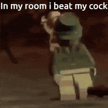 a picture of a lego man with the words in my room i beat my cock