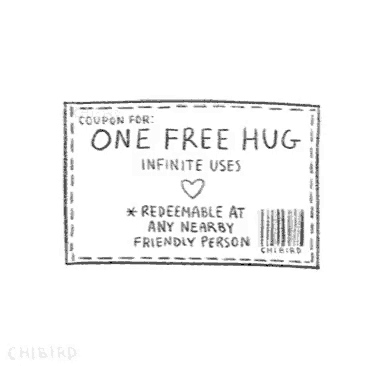 a drawing of a coupon for one free hug