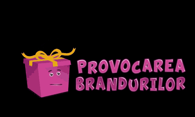 a pink box with a face and the words provocarea brandurilor on it