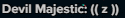a blurry image of the word devil majestic on a black background