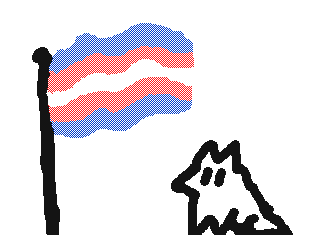 a drawing of a transgender flag next to a drawing of a cat