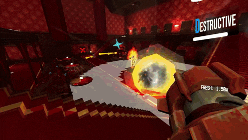 a screenshot of a video game with the word destructive on the bottom