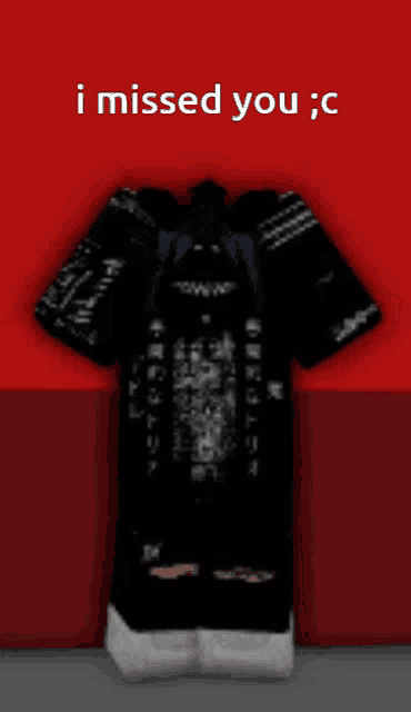 a black shirt with the words i missed you c on it