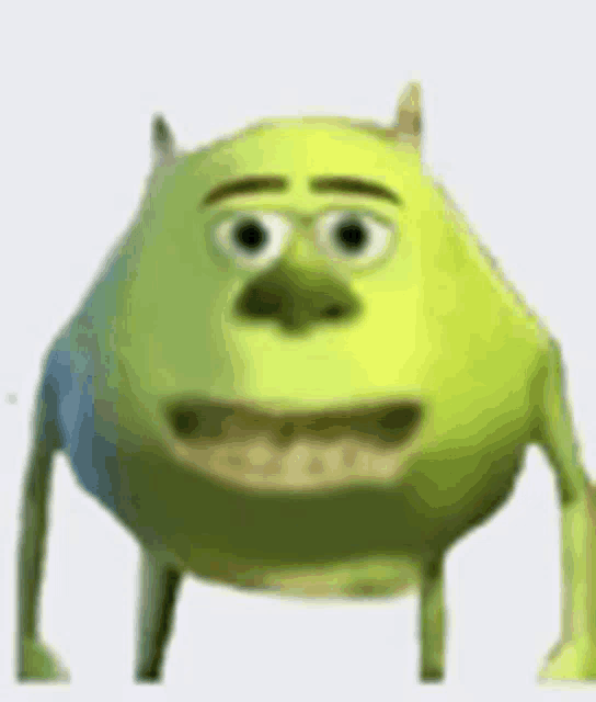a close up of mike wazowski from monsters inc with a big smile on his face .