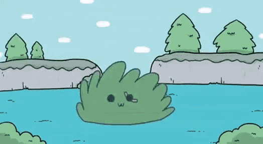 a cartoon of a raccoon and a frog in a pond