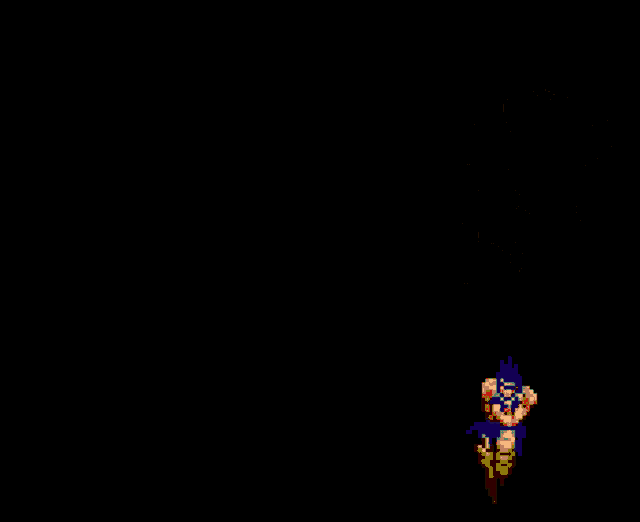 a pixel art drawing of a man shooting fire