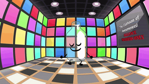 a colorful room with a sign that says " the clubhouse of awesomeness " on it