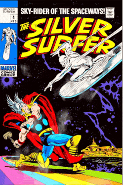 the cover of the silver surfer comic book shows thor and silver surfer