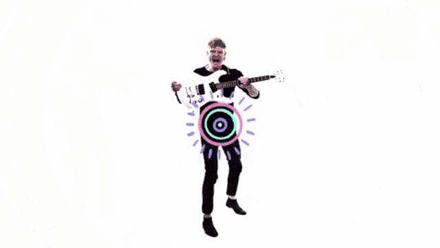 a person is standing in a circle of circles .
