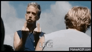 a man is giving the middle finger to another man while another man looks on .