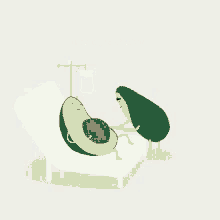 an avocado is laying in a hospital bed with an iv in it