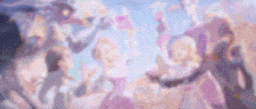 a blurry picture of a group of people standing next to each other in a circle .