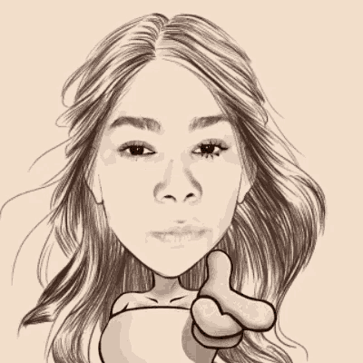 a black and white drawing of a woman covering her face