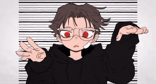 a drawing of a person wearing glasses and a hoodie