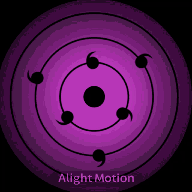 a purple and black circle with the words alight motion on the bottom
