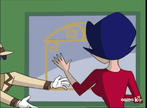 a cartoon of a man and a woman with the word anima kids on the bottom right corner