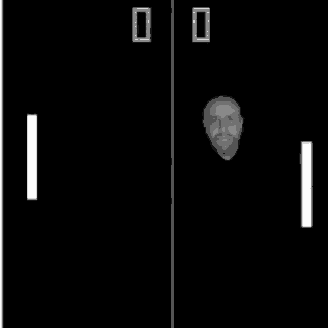 a man 's face is visible in a video game with a score of 0 to 1