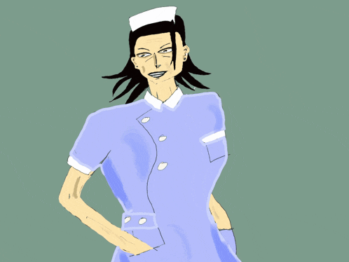 a drawing of a nurse with a white hat on