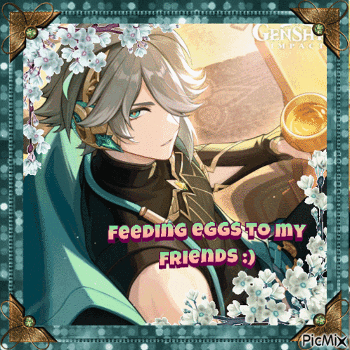 a picture of a boy with the words feeding eggs to my friends written on it