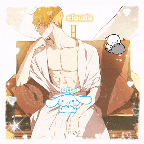 a picture of a shirtless anime character with the name claude on the bottom