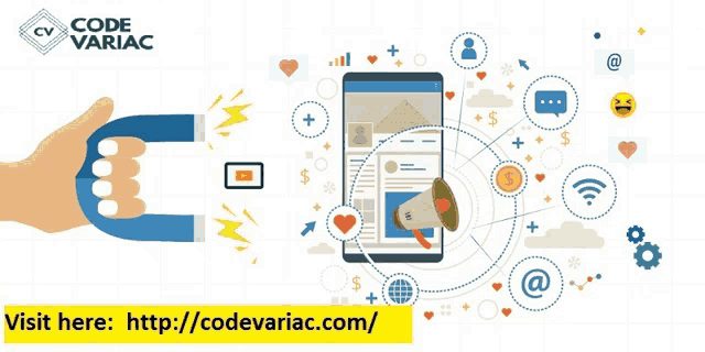an advertisement for code variac shows a hand holding a magnet and a cell phone