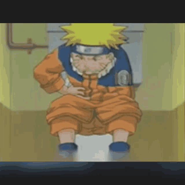 a cartoon character is sitting on a toilet .