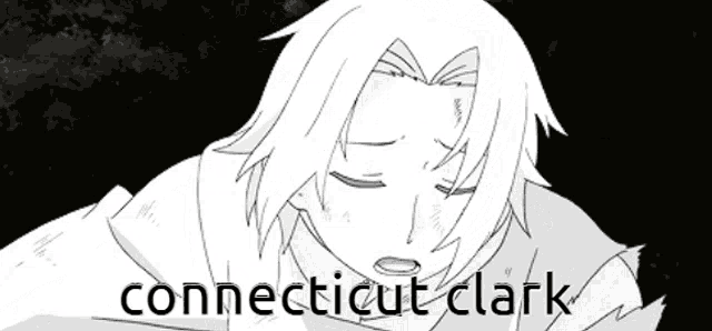 a black and white drawing of a person with the name connecticut clark on the bottom