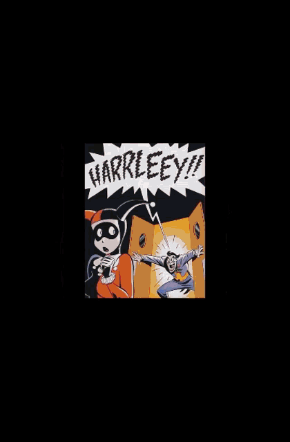 a cartoon of harley quinn and the joker sitting next to each other