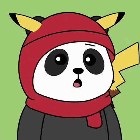 a panda bear wearing a red hat and scarf