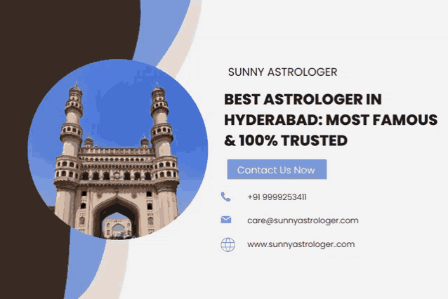 an advertisement for sunny astrologer in hyderabad with a picture of a castle