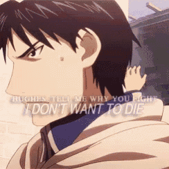 a cartoon of a man with the words " i don 't want to die " on the bottom