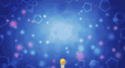 a cartoon character is standing in the middle of a blue circle