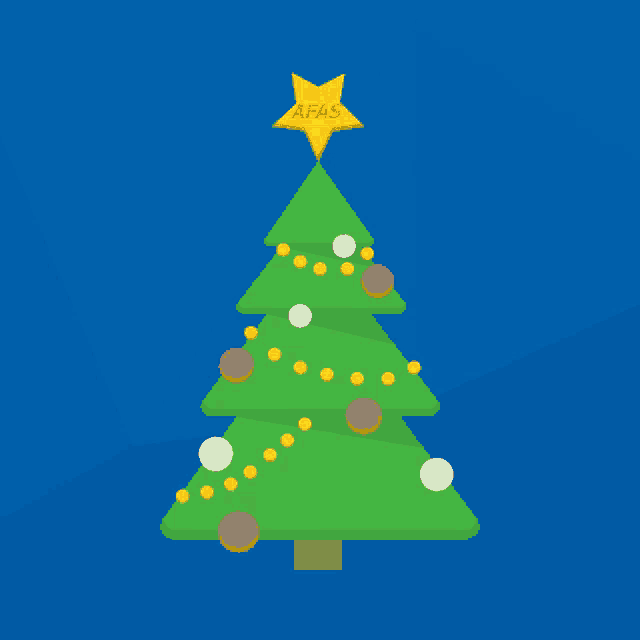 a green christmas tree with a yellow star on top that says afas