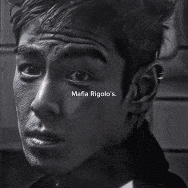 a blurry picture of a man with the words mafia rigolo 's on the bottom right