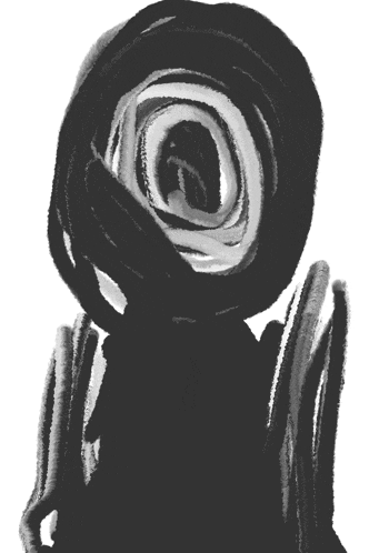 a black and white drawing of a swirl