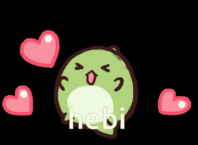 a cartoon frog with the word hebi written on it