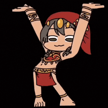 a cartoon character is dancing with her arms up