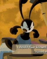 a cartoon rabbit with the words i should have known ruined me on the bottom