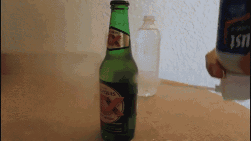 a green bottle of dos equis beer is on a table