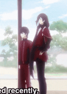 a couple of anime characters standing next to each other with the words recently on the bottom right
