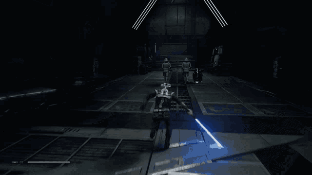 a stormtrooper in a video game says no puedes seguir así