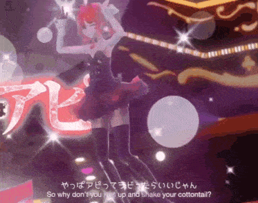 a video of a girl dancing with the words so why don 't you just up and shake your cottontail on the bottom