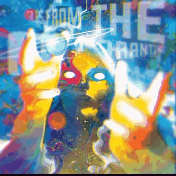 a colorful painting of a woman with the words " from the " written on it