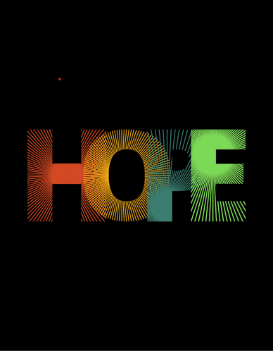 the word hope is written in colorful letters
