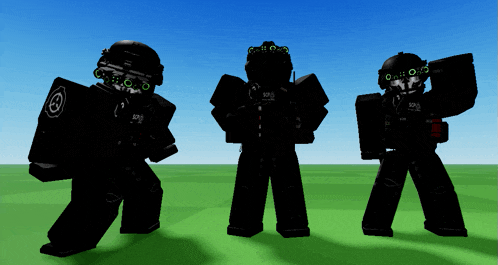 three scp soldiers standing in a field with a blue sky in the background
