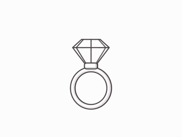 a drawing of a diamond in a ring with a pink circle around it
