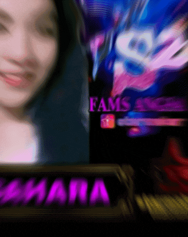 a blurred image of a woman with the name amara in the foreground