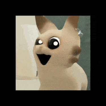a cartoon cat with a ring on its ear is looking at the camera .